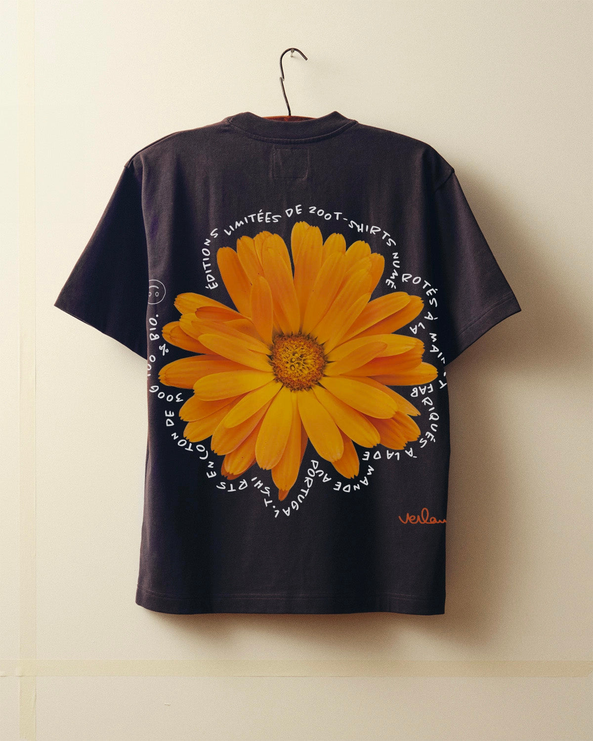 T-shirt Flower Power - Noir Cassé