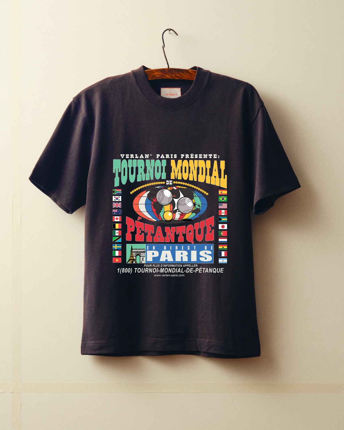 T-shirt Pétanque - Noir délavé